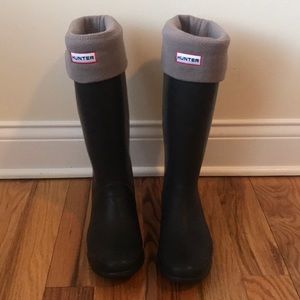 Hunter tall fleece welly boot socks- grey